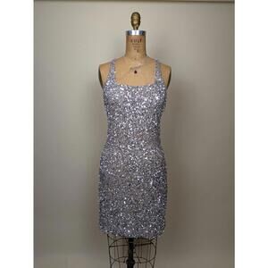 parker black silver sparkle dress